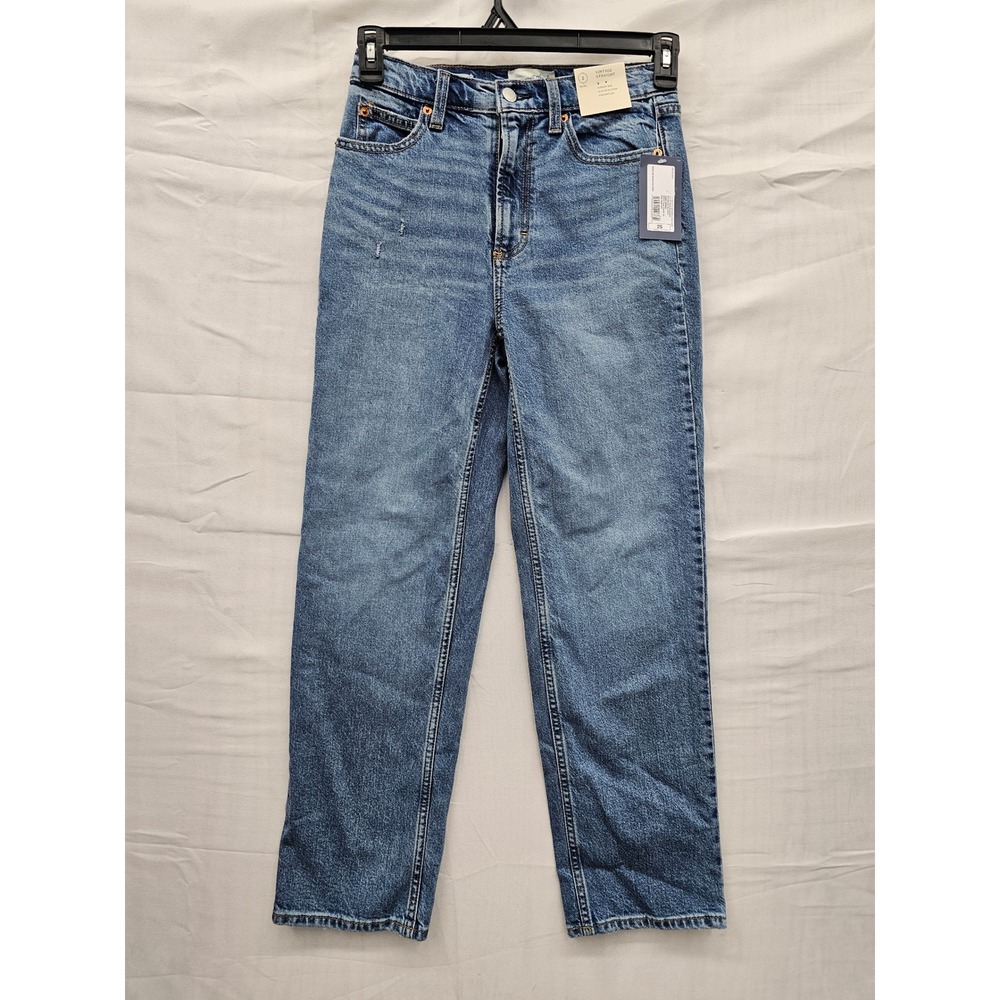 Universal Thread Womens Vintage Straight Jeans Blue Cotton Blend Casual Size 2S
